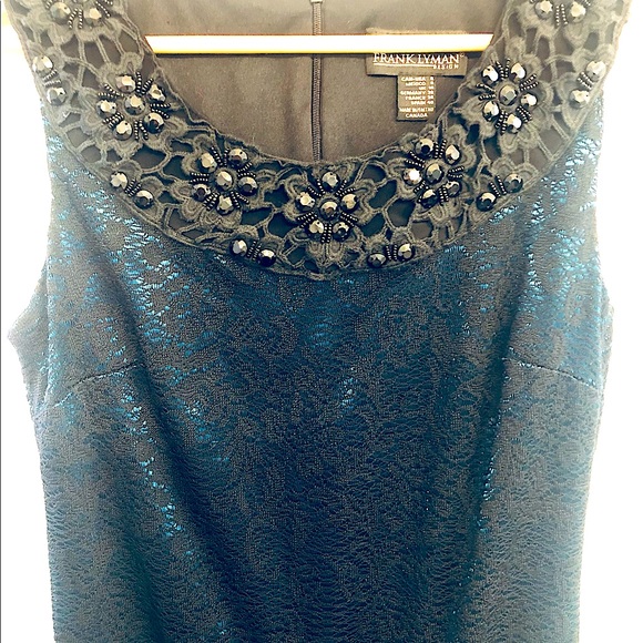 Frank Lyman Black & Teal Beaded Cocktail dress - Picture 4 of 5